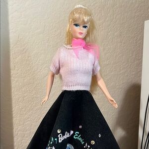 Barbie Doll with Pink Bow and Black Skirt